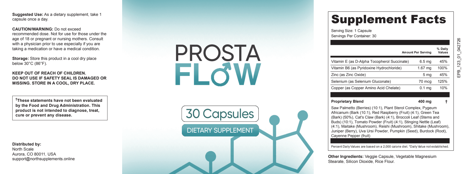 Prosta Flow supplement label